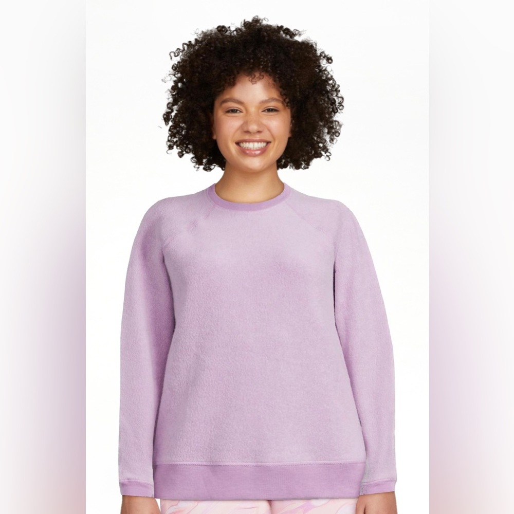Avia Women's Fleece Pullover Top with Long Sleeves, color : purple petunia